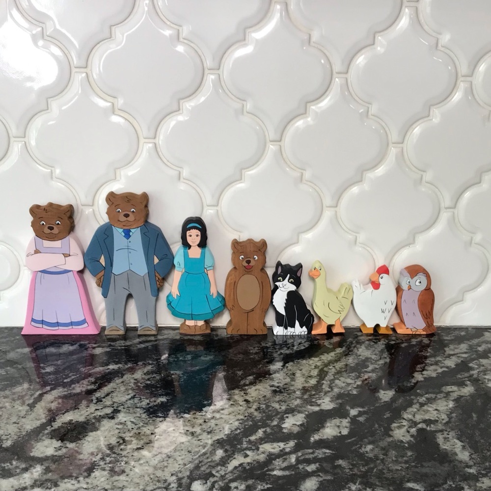 Maurice Sendak Little Bear Handmade Wood Figures Set Of 8 NEW  LAST SET!